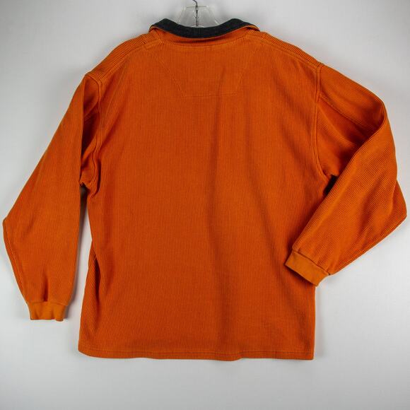 Logan Yachting Men's Corduroy Long Sleeve Polo Orange Zip 100% Cotton Small - Picture 9 of 11